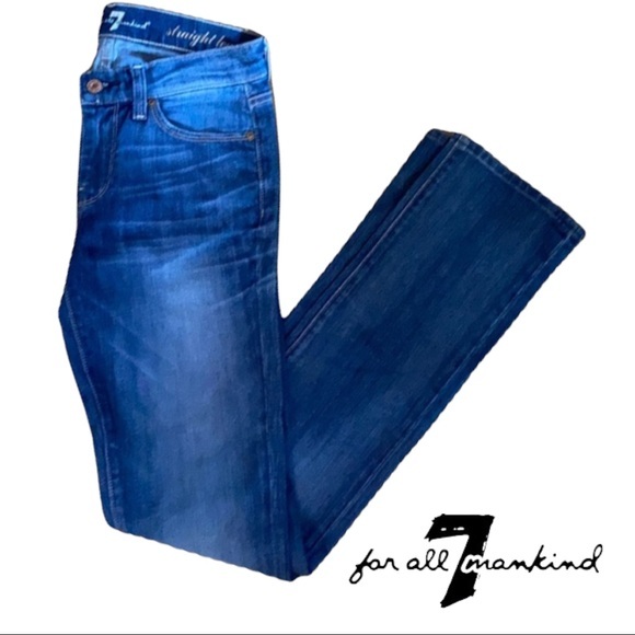 7 For All Mankind Denim Straight Leg Jeans - Size 25 - Picture 1 of 5